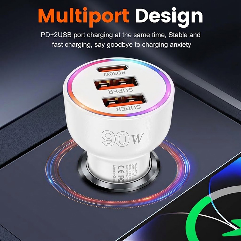 90W Car Charger Adapter with M - Usb C Hub recension och pris